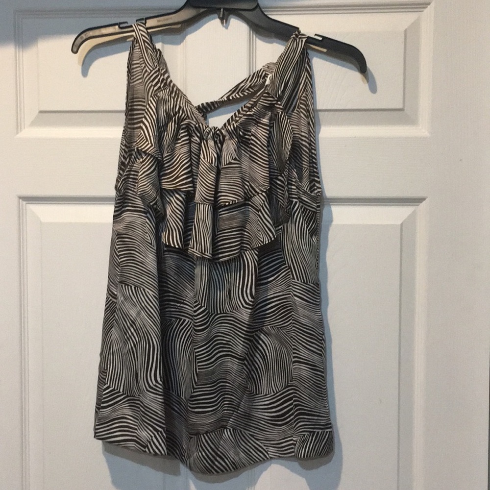 Brown and white halter tank top